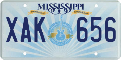 MS license plate XAK656