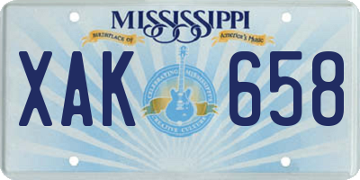 MS license plate XAK658