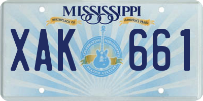 MS license plate XAK661