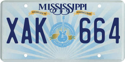 MS license plate XAK664