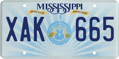 MS license plate XAK665