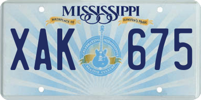 MS license plate XAK675