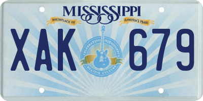 MS license plate XAK679