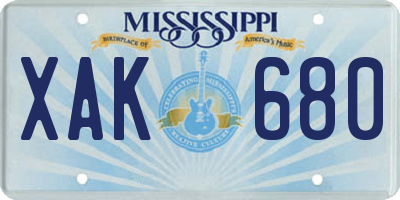 MS license plate XAK680