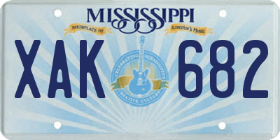 MS license plate XAK682