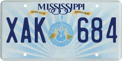 MS license plate XAK684