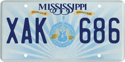MS license plate XAK686