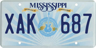 MS license plate XAK687