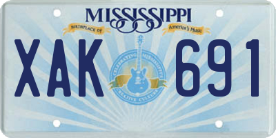 MS license plate XAK691