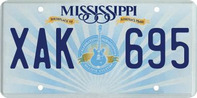 MS license plate XAK695