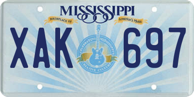 MS license plate XAK697