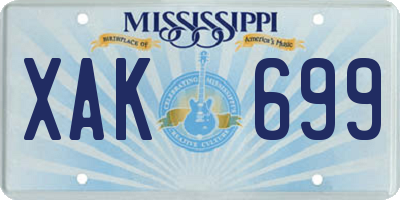 MS license plate XAK699