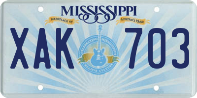 MS license plate XAK703