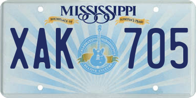 MS license plate XAK705