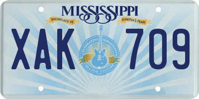 MS license plate XAK709