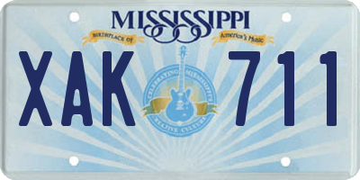 MS license plate XAK711