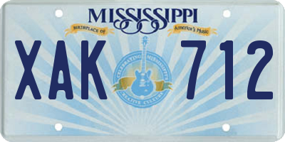 MS license plate XAK712