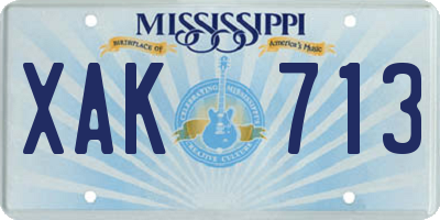 MS license plate XAK713