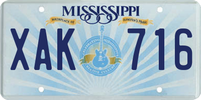 MS license plate XAK716