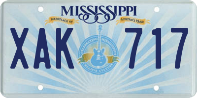 MS license plate XAK717