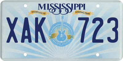 MS license plate XAK723