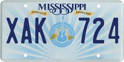 MS license plate XAK724