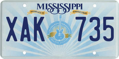 MS license plate XAK735