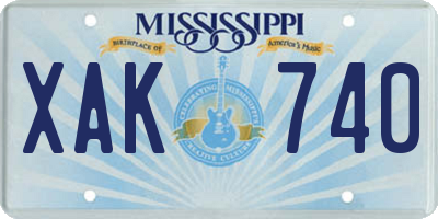 MS license plate XAK740