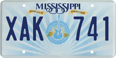 MS license plate XAK741