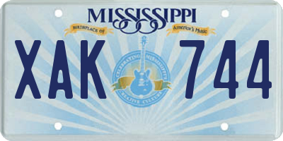 MS license plate XAK744