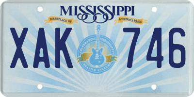 MS license plate XAK746