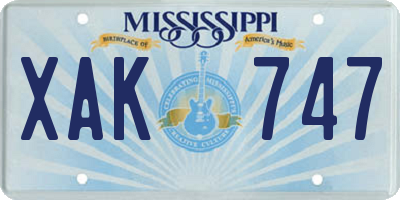 MS license plate XAK747