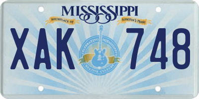 MS license plate XAK748