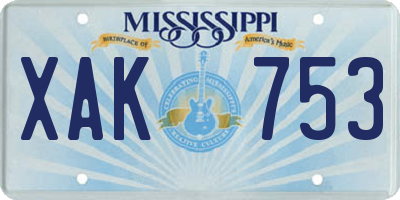 MS license plate XAK753