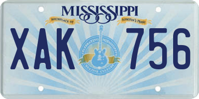 MS license plate XAK756