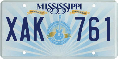 MS license plate XAK761