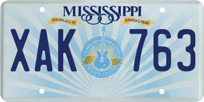 MS license plate XAK763