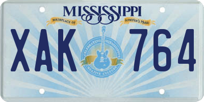 MS license plate XAK764