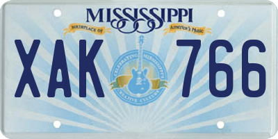 MS license plate XAK766