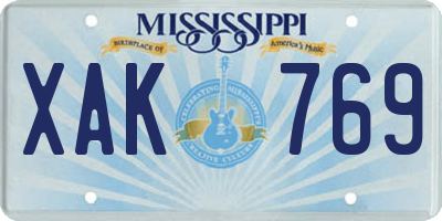 MS license plate XAK769