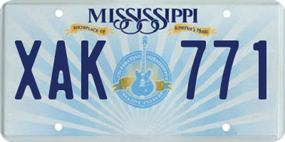 MS license plate XAK771