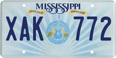MS license plate XAK772