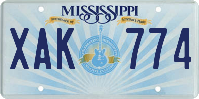 MS license plate XAK774
