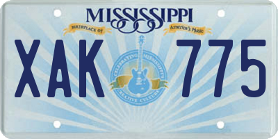 MS license plate XAK775