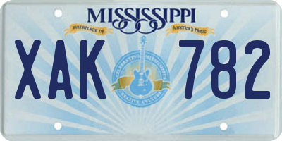 MS license plate XAK782