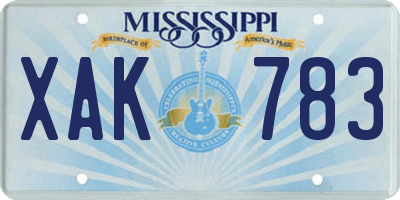 MS license plate XAK783