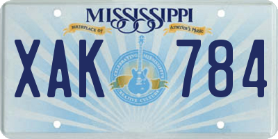 MS license plate XAK784