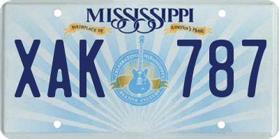 MS license plate XAK787
