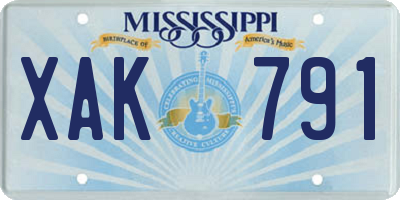 MS license plate XAK791