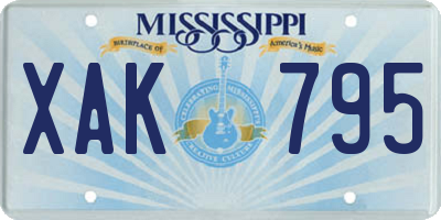 MS license plate XAK795